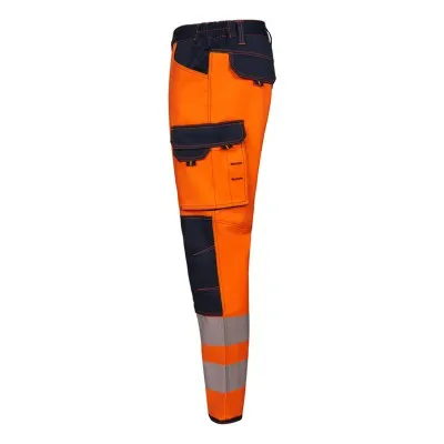 Pantaloni stretch de înaltă vizibilitate, în două tonuri, cu buzunare multiple / Velilla / Îmbrăcăminte HiVis și reflectorizantă