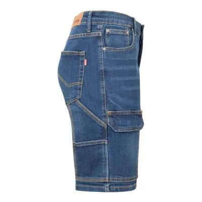 Pantaloni scurți, din denim, în două tonuri cu buzunare multiple / Velilla / Pantaloni scurți de lucru