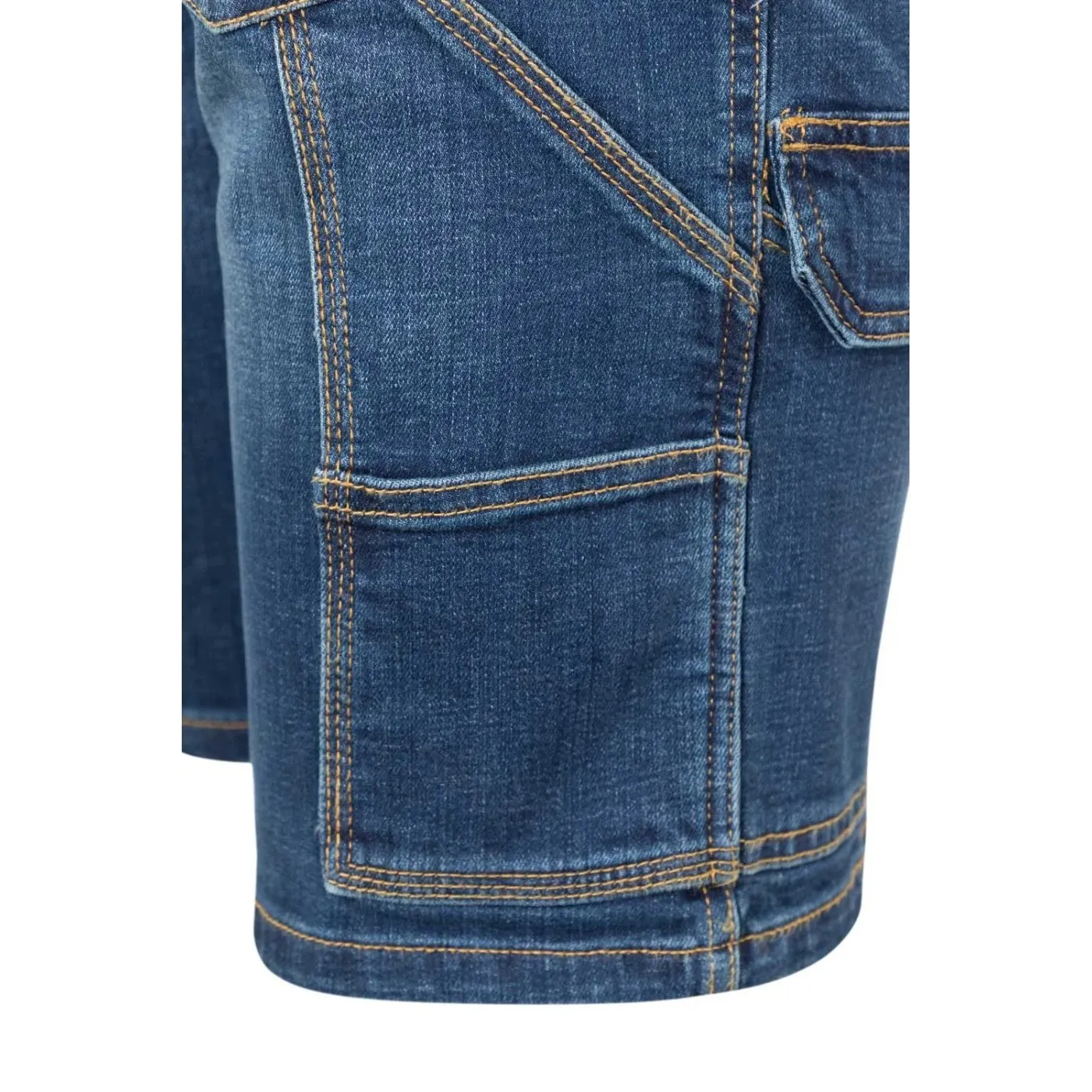 Pantaloni scurți, din denim, în două tonuri cu buzunare multiple / Velilla / Pantaloni scurți de lucru