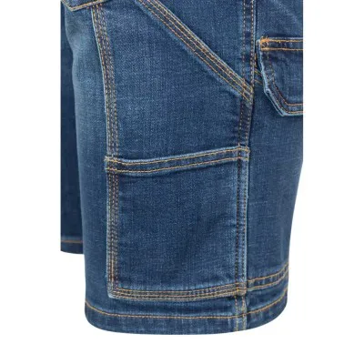 Pantaloni scurți, din denim, în două tonuri cu buzunare multiple / Velilla / Pantaloni scurți de lucru