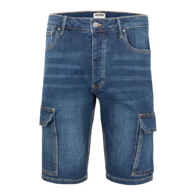 Pantaloni scurți, din denim, în două tonuri cu buzunare multiple / Velilla / Pantaloni scurți de lucru