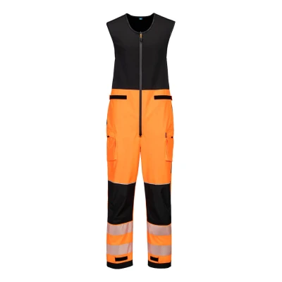 T150 - Salopetă de ploaie cu pieptar HiVis PW3 (3 straturi) / Portwest / Pantaloni, salopete, colanți
