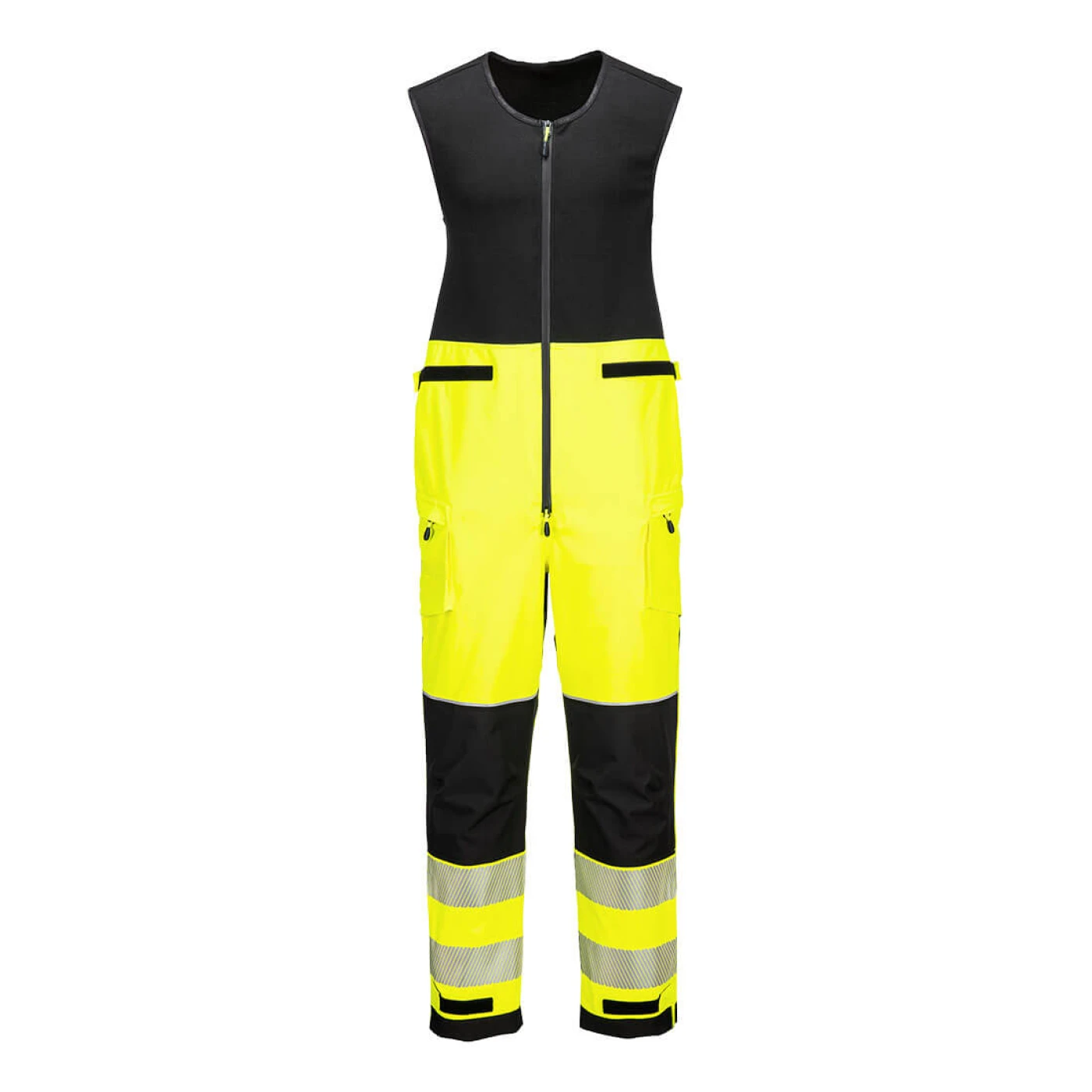 T150 - Salopetă de ploaie cu pieptar HiVis PW3 (3 straturi) / Portwest / Pantaloni, salopete, colanți