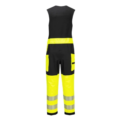 T150 - Salopetă de ploaie cu pieptar HiVis PW3 (3 straturi) / Portwest / Pantaloni, salopete, colanți