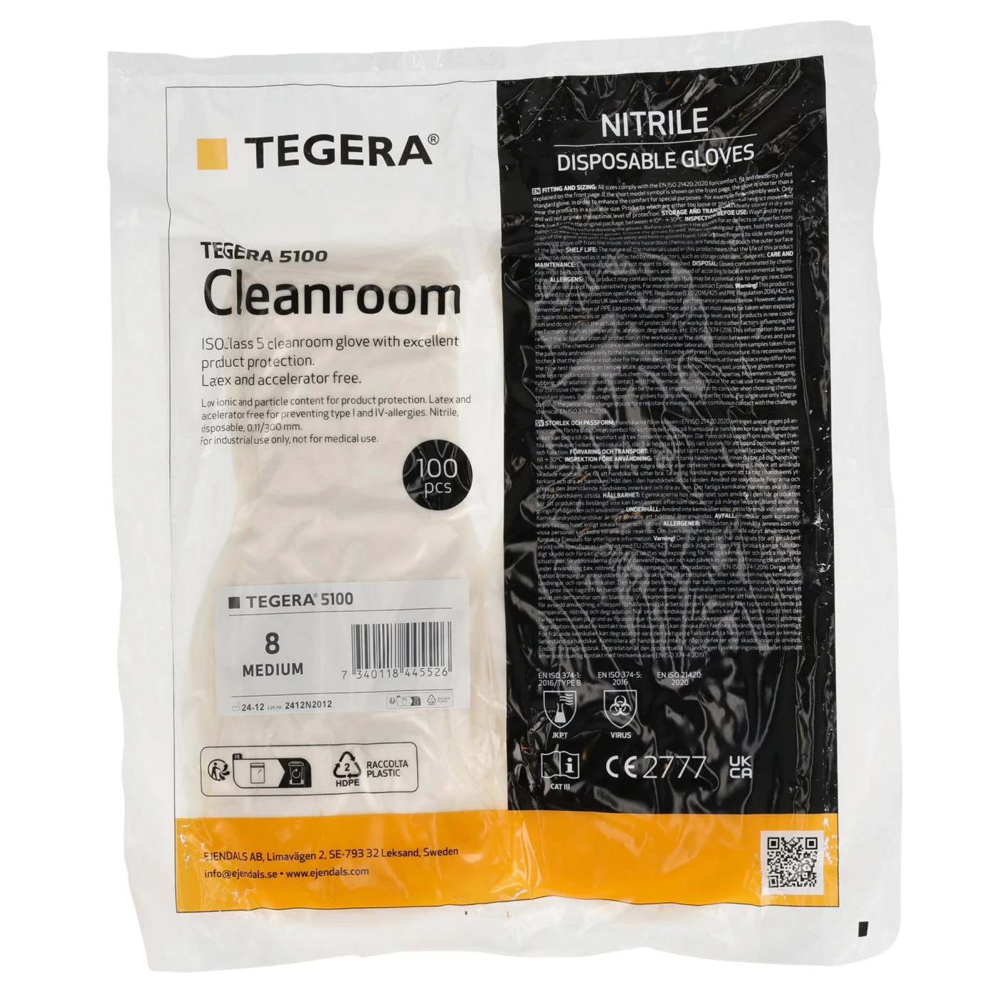 Mănuși de unică folosință TEGERA 5100 / Tegera / Mănuși de protecție chimică