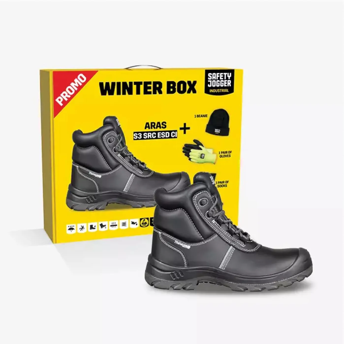 Pachet promo WINTER BOX ARAS S3 SRC ESD CI / Safety Jogger / Încălțăminte de protecție de iarnă