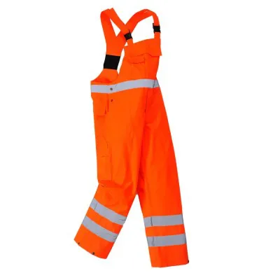 S388 - Pantaloni cu pieptar Hi-Vis- necaptusiti / Portwest / Pantaloni, salopete, colanți