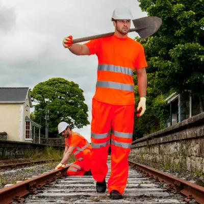 RT61 - Pantaloni respirabili Hi Vis / Portwest / Pantaloni, salopete, colanți