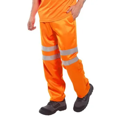 RT45 - Pantalon HiVis Poli-bumbac RIS / Portwest / Pantaloni, salopete, colanți