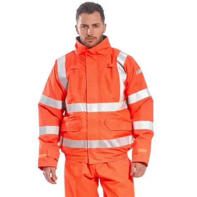 S773 - Jachetă de ploaie Bizflame HiVis, antistatică și ignifugă / Portwest / Jachete și geci