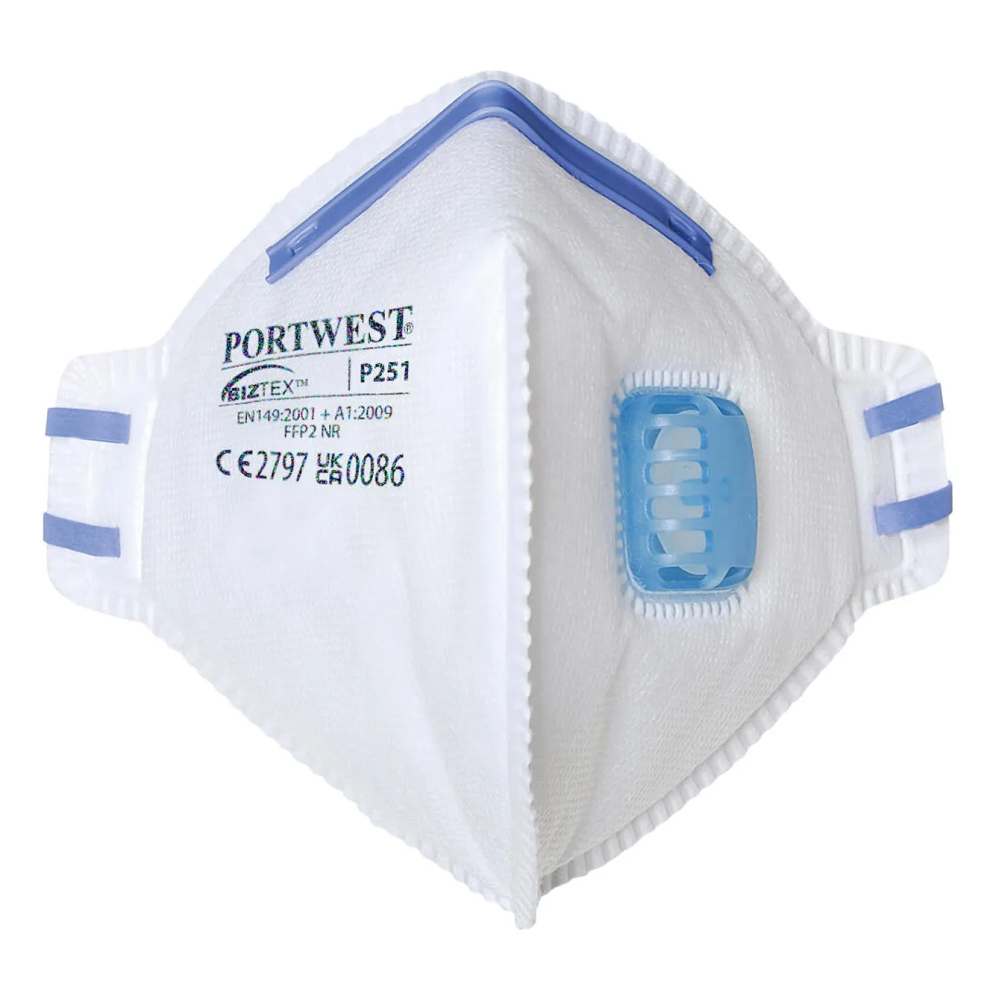 P251 - Mască de protecție Respirator FFP2 Valved Dust Mist Fold Flat / Portwest / Semimăști simple cu supapă FFP2