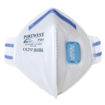 P251 - Mască de protecție Respirator FFP2 Valved Dust Mist Fold Flat / Portwest / Semimăști simple cu supapă FFP2