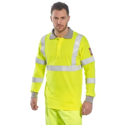 FR77 - Tricou Polo HiVis antistatic și ignifug / Portwest / Îmbrăcăminte antistatică și ignifugă