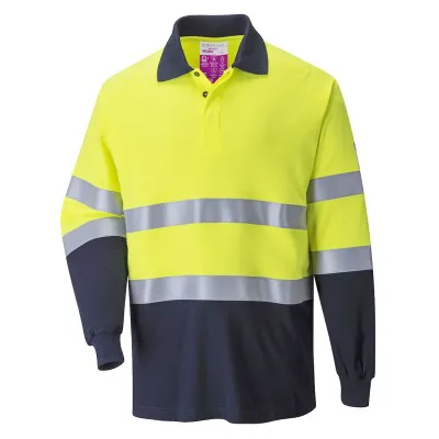 FR74 - Tricou Polo bicolor igniofug și antistatic / Portwest / Îmbrăcăminte antistatică și ignifugă