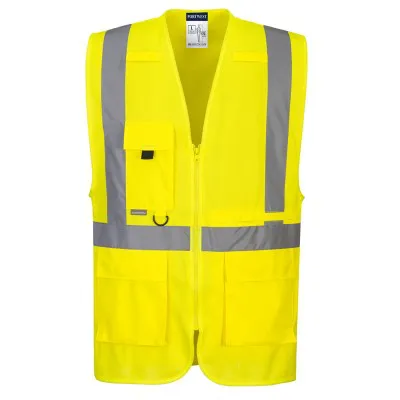 C357 - Vestă HiVis Executive cu buzunar pentru tabletă / Portwest / Veste de lucru și de semnalizare
