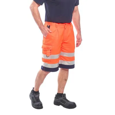 E043 - Pantaloni scurți HiVis polibumbac / Portwest / Pantaloni, salopete, colanți