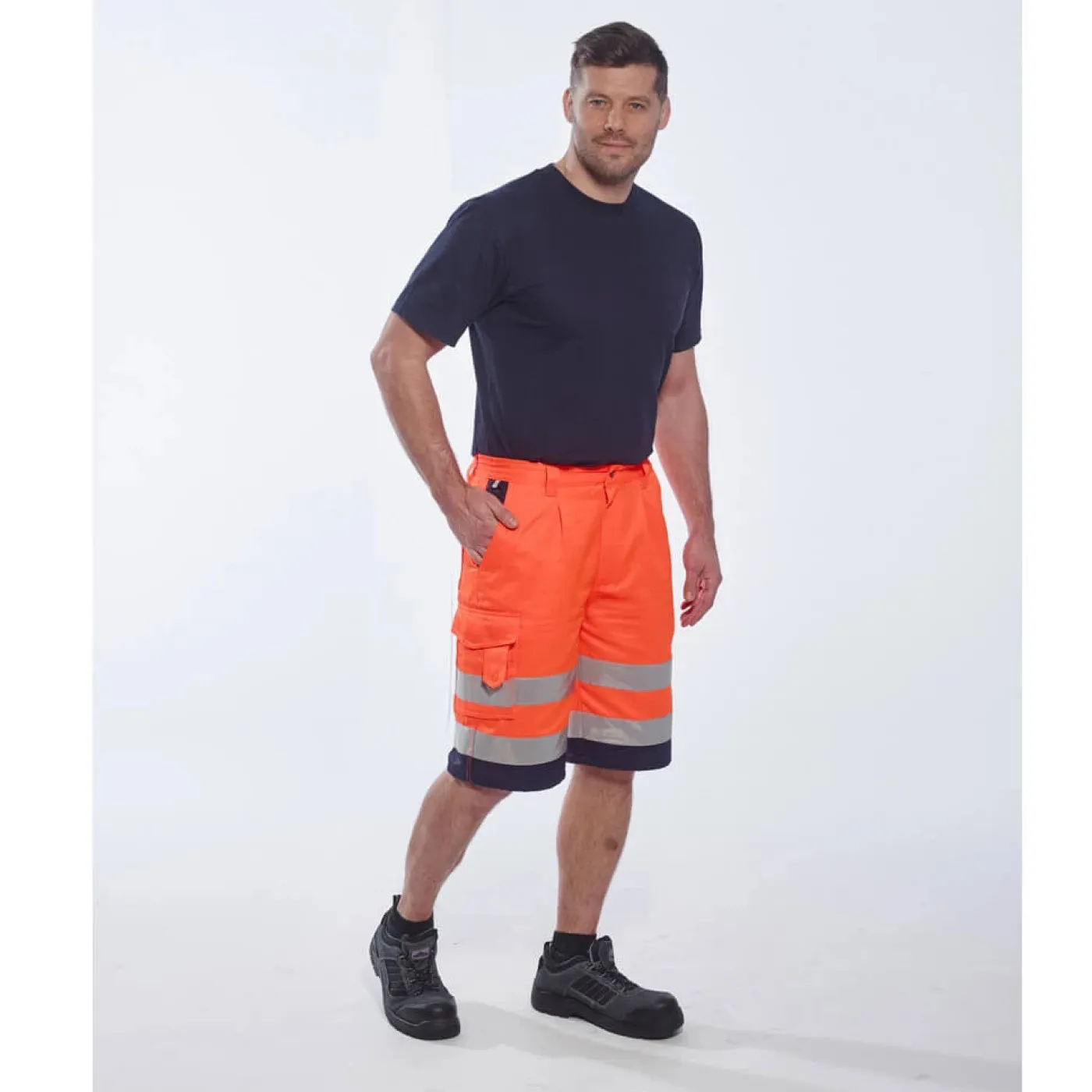 E043 - Pantaloni scurți HiVis polibumbac / Portwest / Pantaloni, salopete, colanți