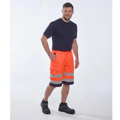 E043 - Pantaloni scurți HiVis polibumbac / Portwest / Pantaloni, salopete, colanți