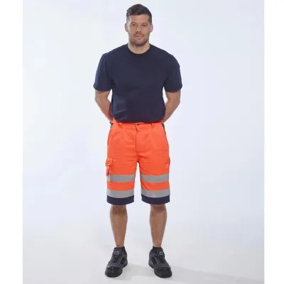 E043 - Pantaloni scurți HiVis polibumbac / Portwest / Pantaloni, salopete, colanți