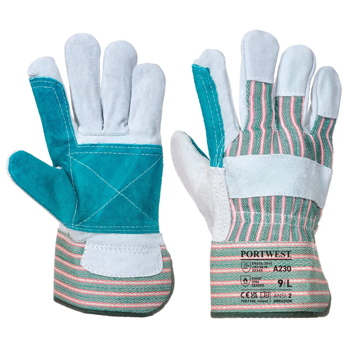 A230 - Mănuși Double Palm Rigger / Portwest / Mănuși de protecție din piele cu textil