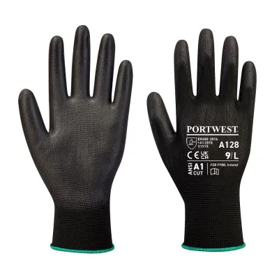 A128 - Mănuși PU Palm Glove Latex Free / Portwest / Mănuși de protecție din material textil impregnate