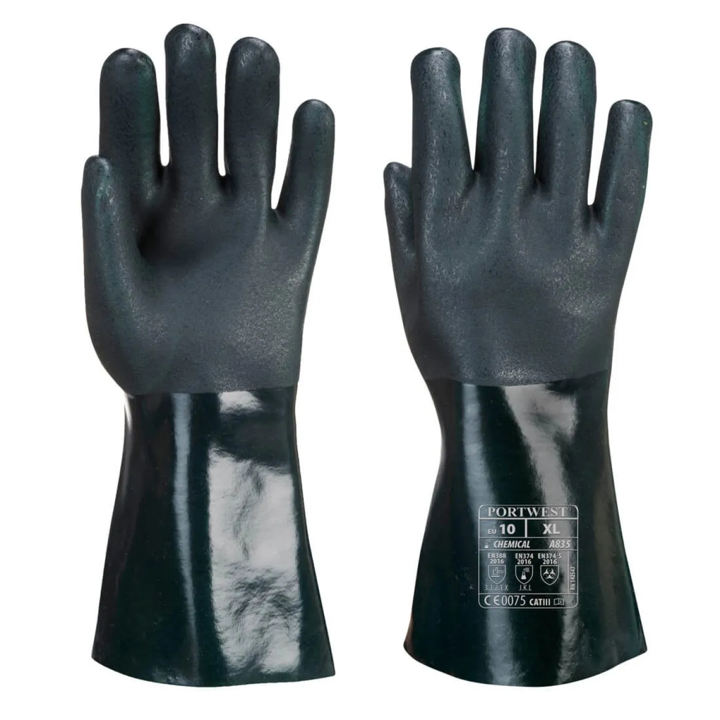 A835 - Mănuși Double Dipped din PVC 35 cm / Portwest / Mănuși de protecție chimică