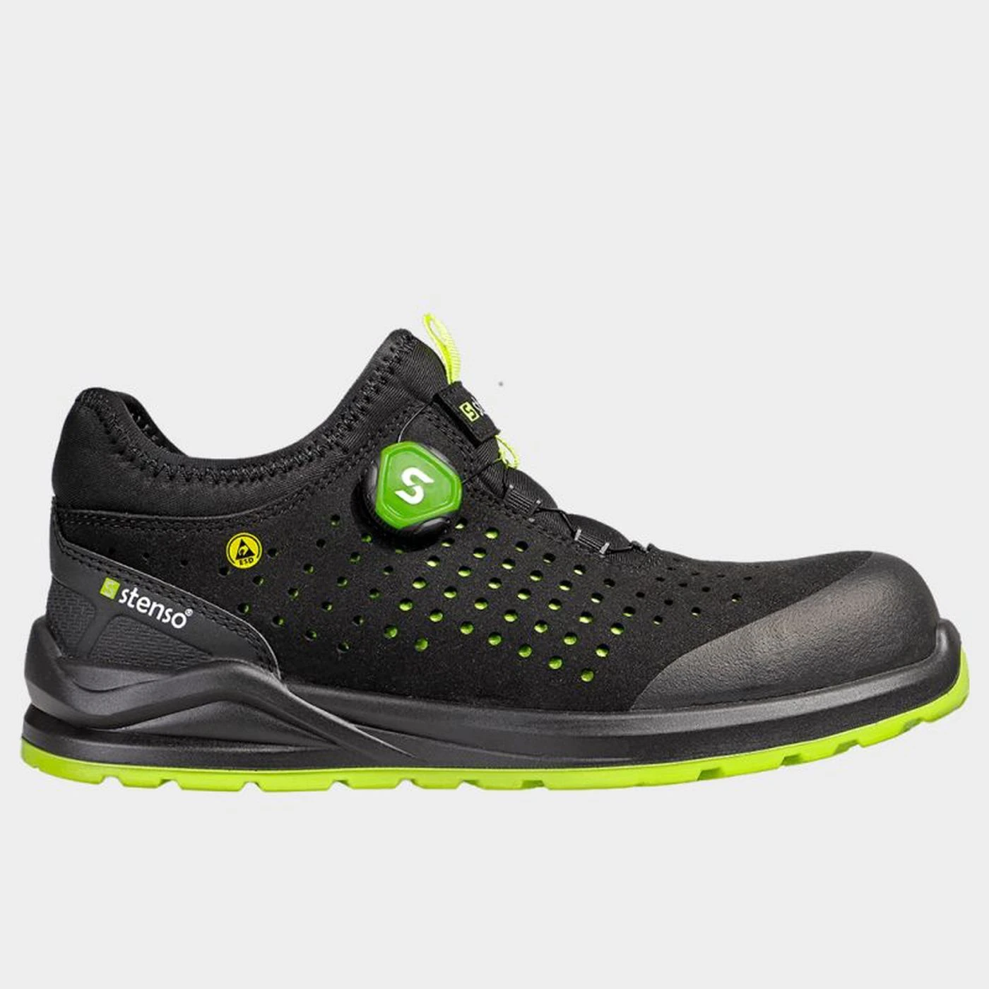 Pantofi de protecție JETT S1PS ESD NEGRU/VERDE / Stenso / Încălțăminte de protecție S1PS