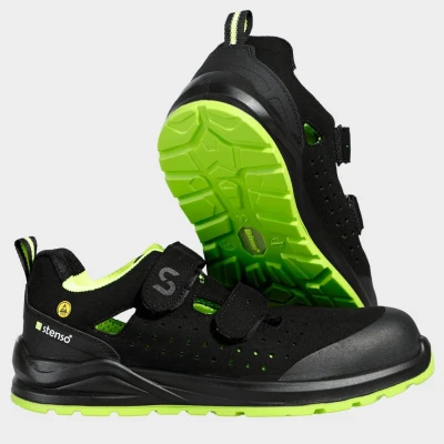 Sandale de lucru JETT S1PS ESD NEGRU/VERDE / Stenso / Încălțăminte de protecție S1PS