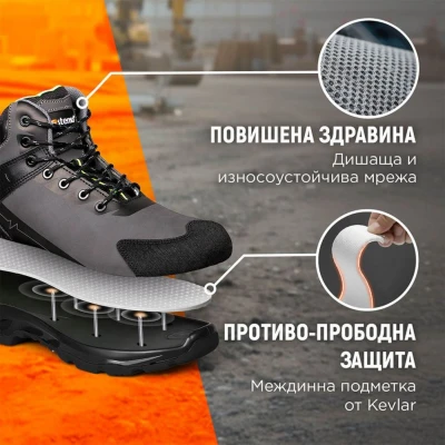 Bocanci de protecție RULER S3S SR GREY/GREEN / Stenso / Încălțăminte de protecție S3S