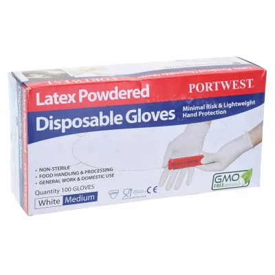 A910 - Mănuși de unică folosință din latex pudrate / Portwest / Mănuși de unică folosință