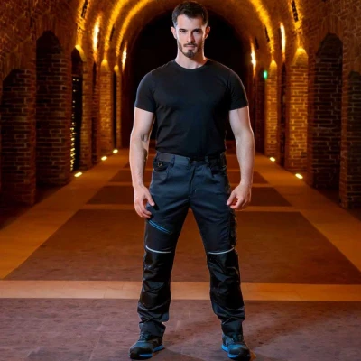 Pantaloni de lucru REVOLT 4STRETCH GREY/BLACK/PETROL / Stenso / Pantaloni, salopete, colanți