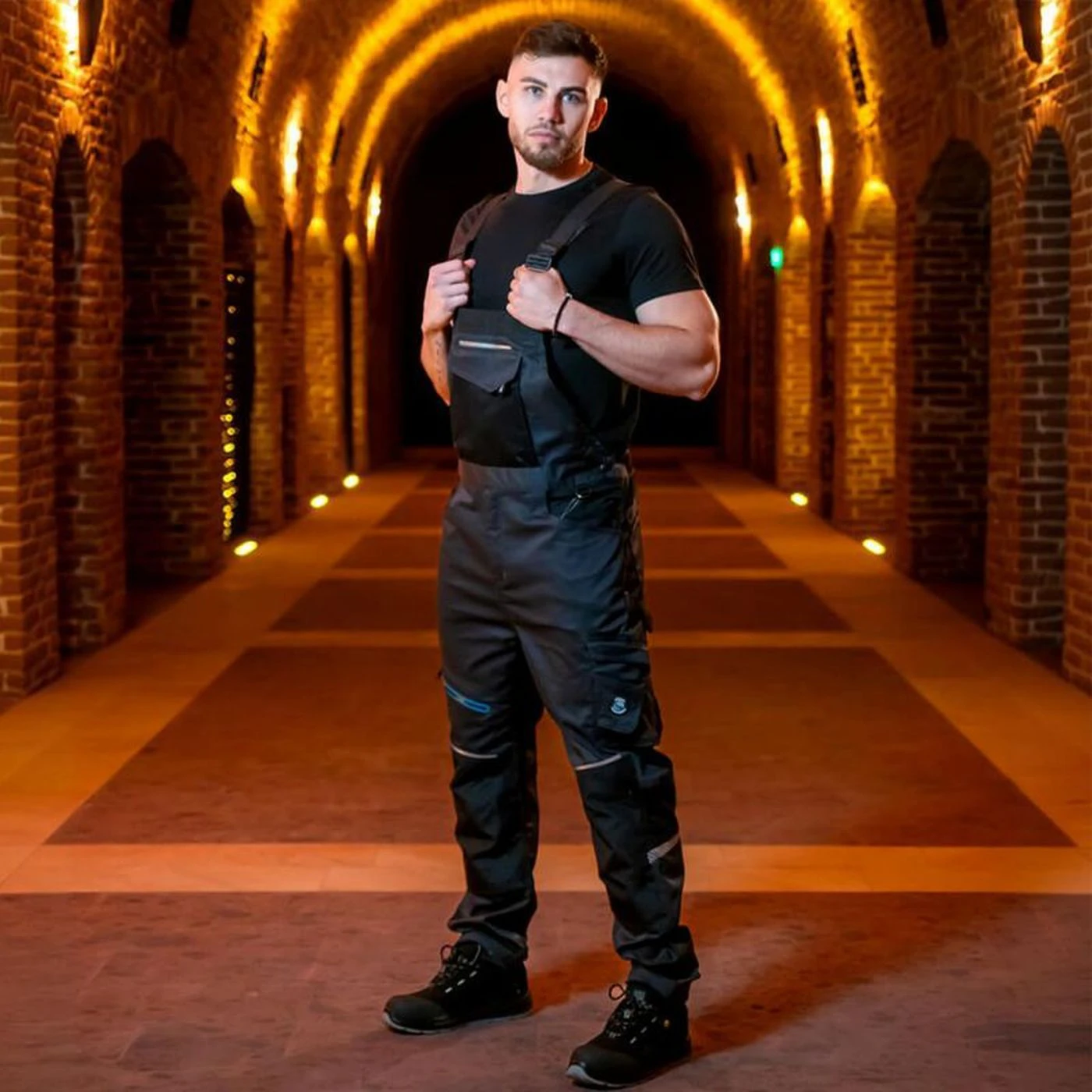 Salopetă de lucru REVOLT 4STRETCH GRI/NEGRU/PETROL / Stenso / Pantaloni, salopete, colanți