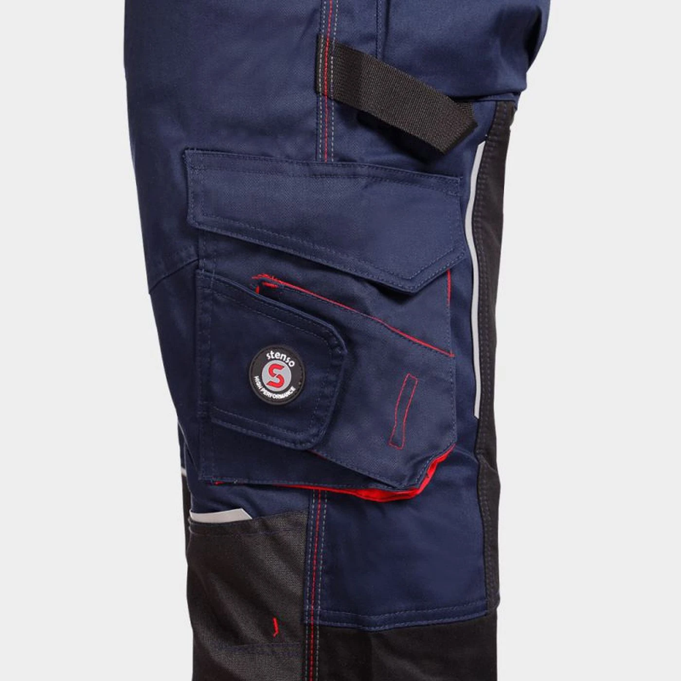 Salopetă de lucru REVOLT 4STRETCH DARK BLUE/BLACK/RED / Stenso / Pantaloni, salopete, colanți