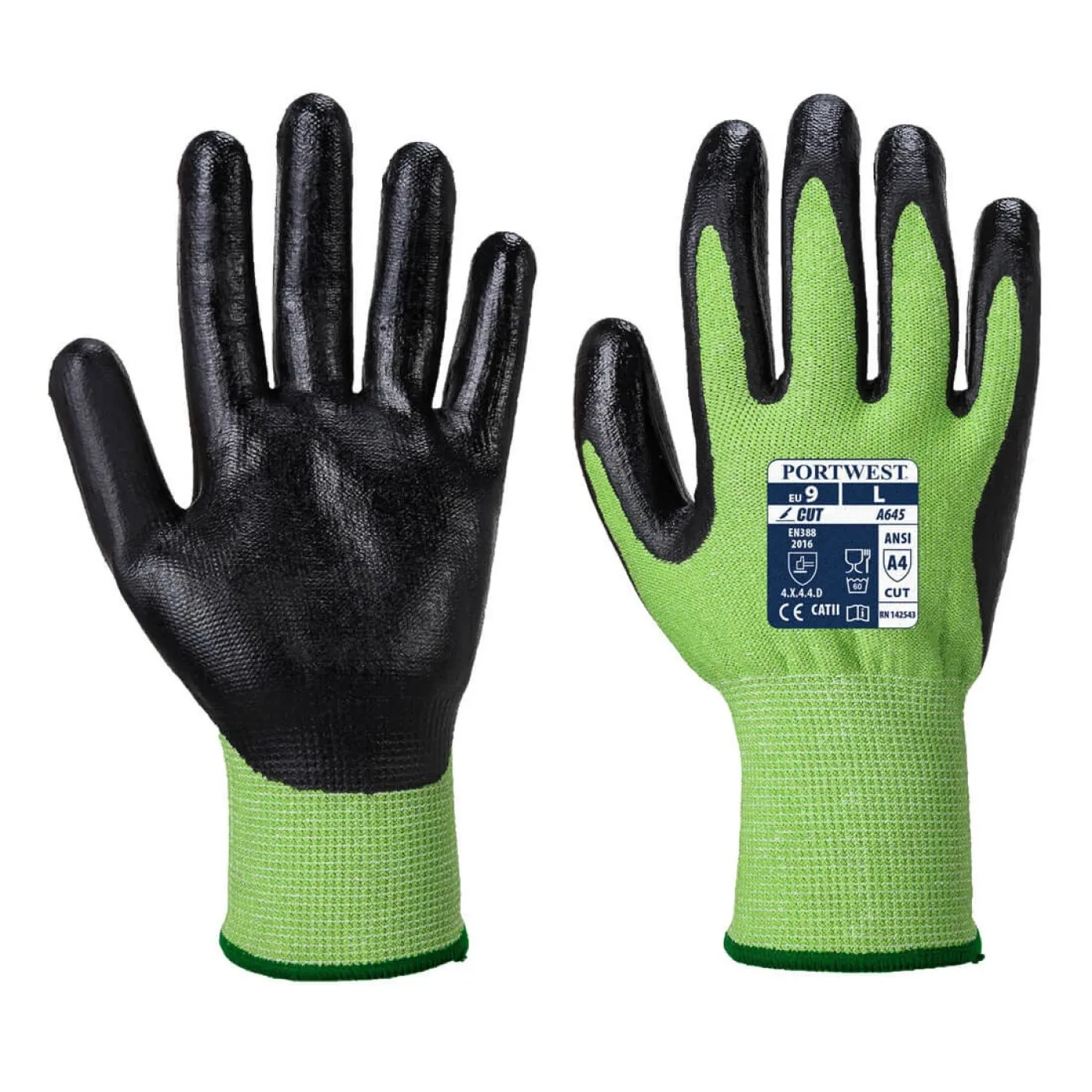 A645 - Mănuși Green Cut Nitrile Foam / Portwest / Mănuși de protecție din material textil impregnate