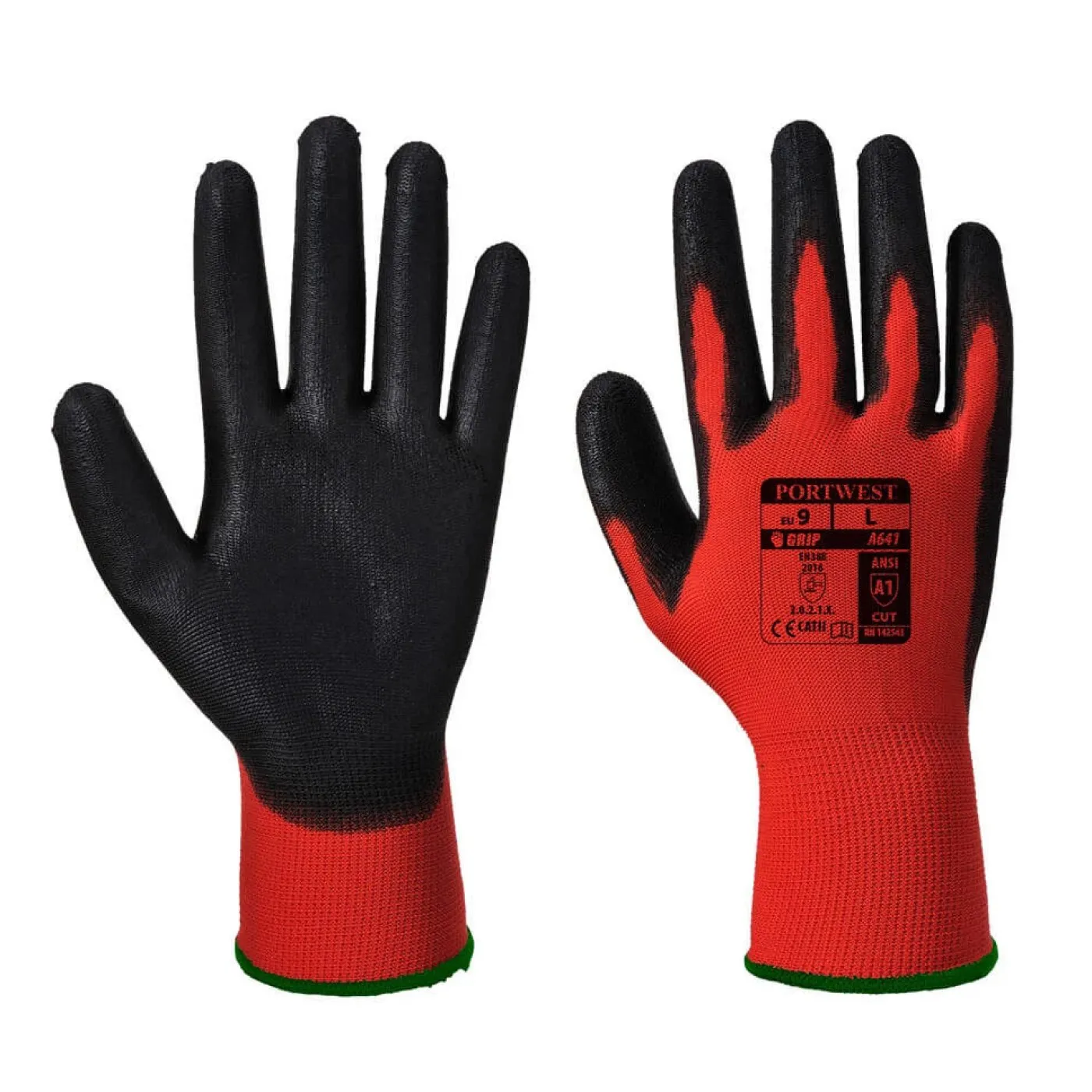 A641 - Mănuși Red PU / Portwest / Mănuși de protecție din material textil impregnate