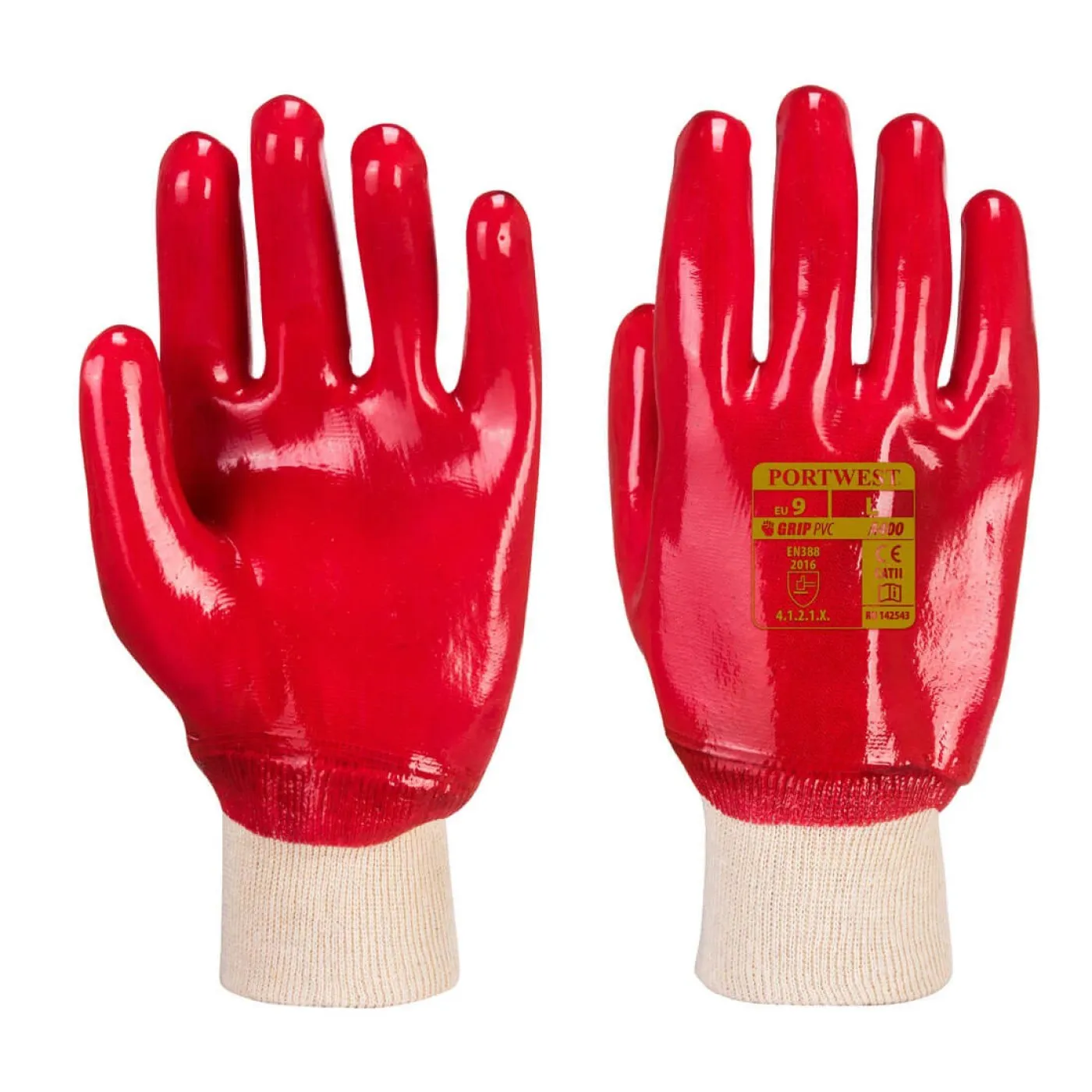 A400 - Mănuși PVC Knitwrist / Portwest / Mănuși de protecție din material textil impregnate