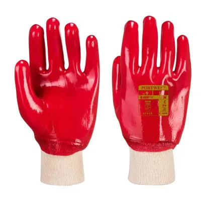A400 - Mănuși PVC Knitwrist / Portwest / Mănuși de protecție din material textil impregnate