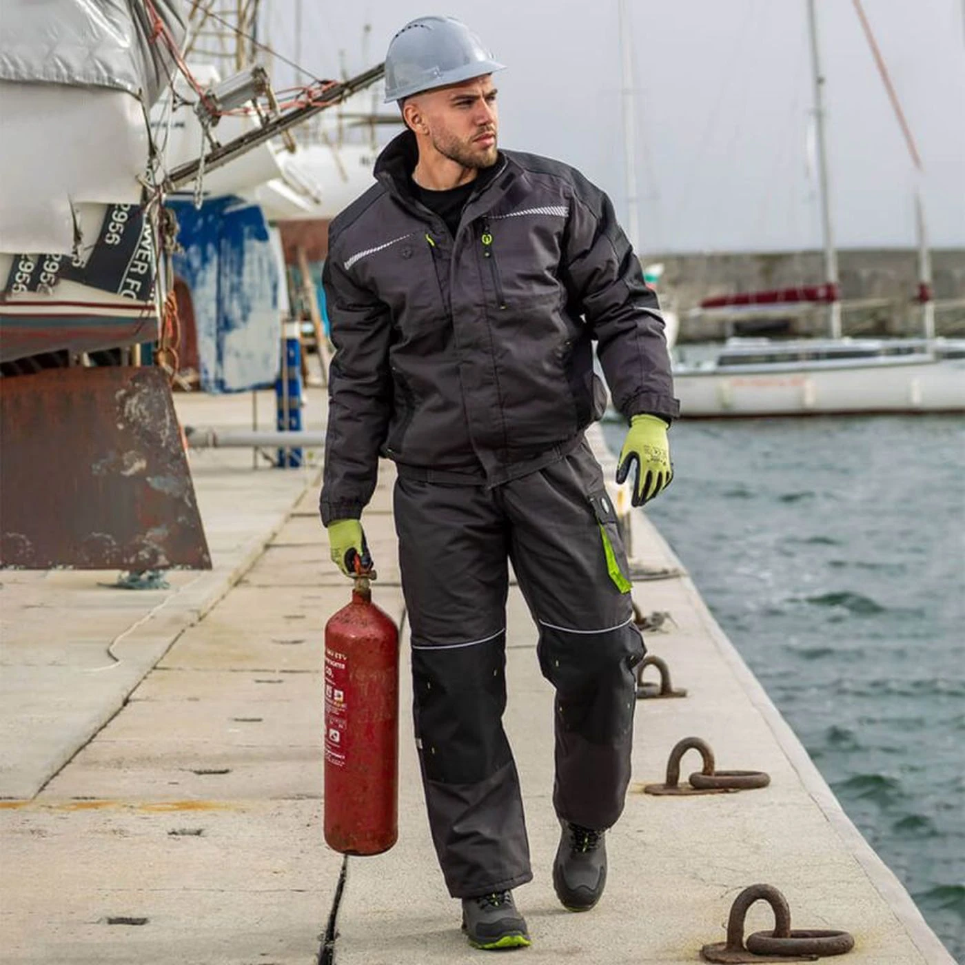 Salopetă de lucru KASTOR T/C WINTER GREY/BLACK/GREEN / Stenso / Pantaloni, salopete, colanți