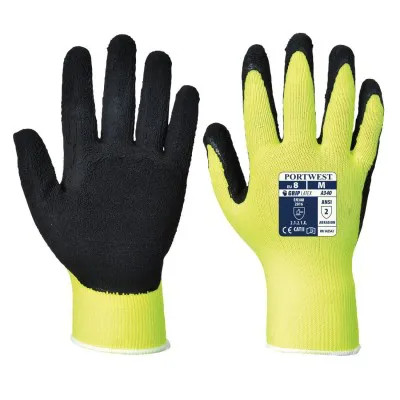 A340 - Mănuși HiVis Grip din latex / Portwest / Mănuși de protecție din material textil impregnate