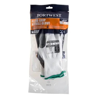 A319 - Mănuși Flexo Grip Nitrile în ambalaj individual / Portwest / Mănuși de protecție din material textil impregnate