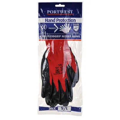 A319 - Mănuși Flexo Grip Nitrile în ambalaj individual / Portwest / Mănuși de protecție din material textil impregnate