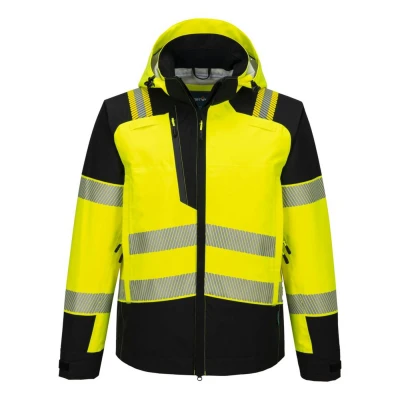 T166 - Jachetă de ploaie HiVis PW3 cu glugă (3 straturi) / Portwest / Jachete și geci