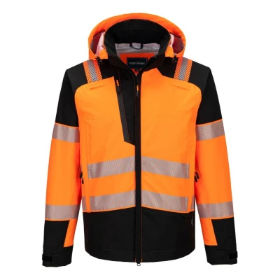 T166 - Jachetă de ploaie HiVis PW3 cu glugă (3 straturi) / Portwest / Jachete și geci