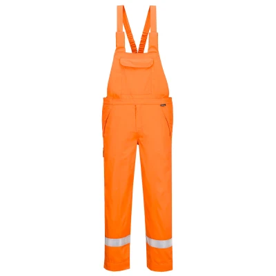 FR418 - Pantaloni ignifugi cu pieptar, rezistenți la substanțe chimice / Portwest / Pantaloni, salopete, colanți