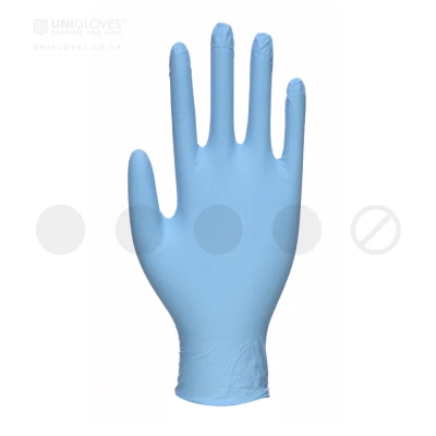Mănuși din nitril nepudrate Blue Pearl (100 buc./set) / Unigloves / Mănuși de unică folosință
