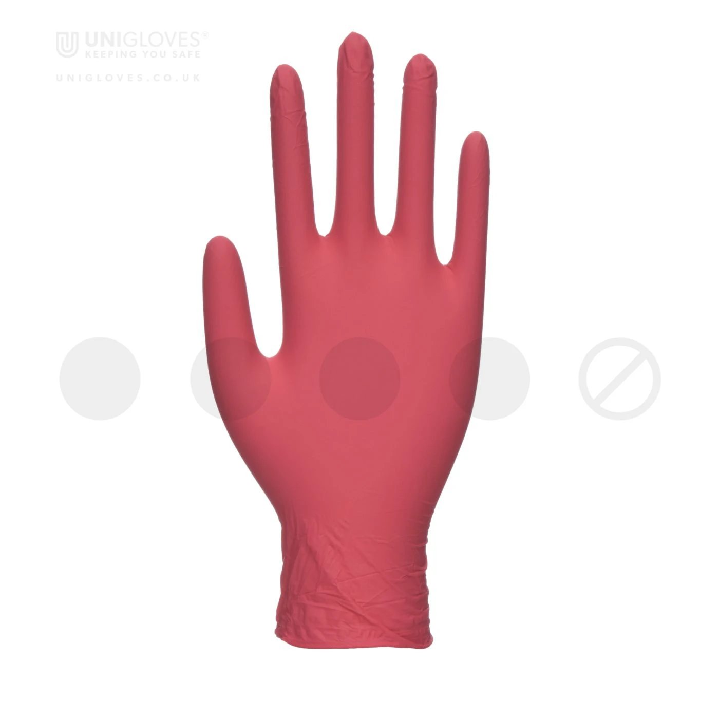 Mănuși din nitril nepudrate Red Pearl (100 buc./set) / Unigloves / Mănuși de unică folosință