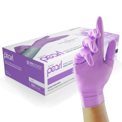 Mănuși din nitril nepudrate Violet Pearl (100 buc./set) / Unigloves / Mănuși de unică folosință