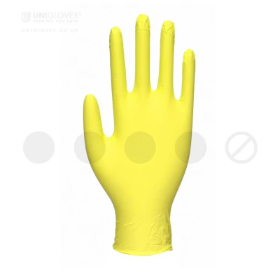 Mănuși din nitril nepudrate Yellow Pearl (100 buc./set) / Unigloves / Mănuși de unică folosință