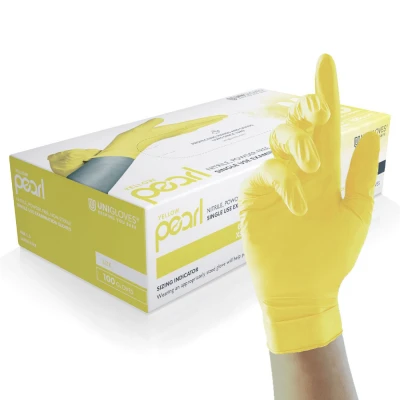 Mănuși din nitril nepudrate Yellow Pearl (100 buc./set) / Unigloves / Mănuși de unică folosință