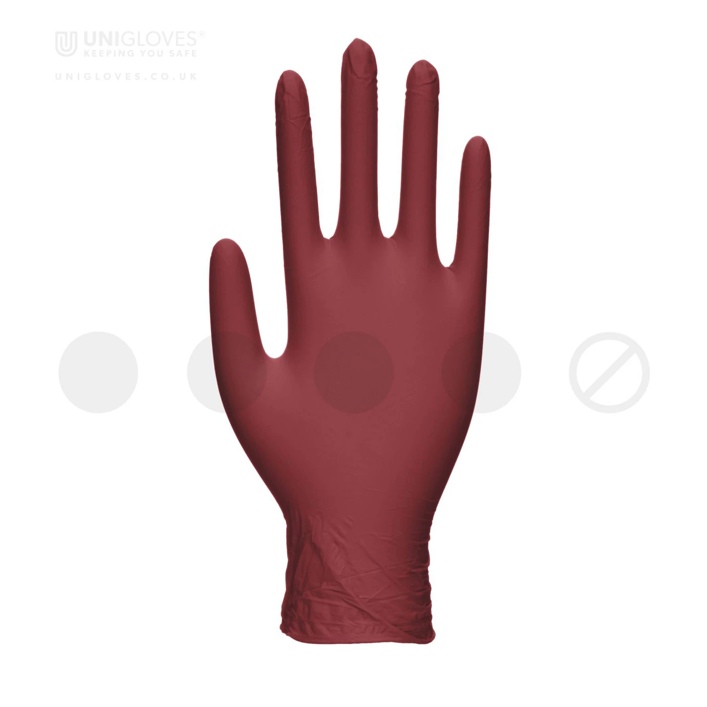 Mănuși din nitril nepudrate Burgundy Pearl (100 buc./set) / Unigloves / Mănuși de unică folosință